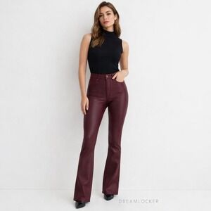 7 For All Mankind Ultra High Rise Skinny Boot Coated Burgundy Jeans Womens 30